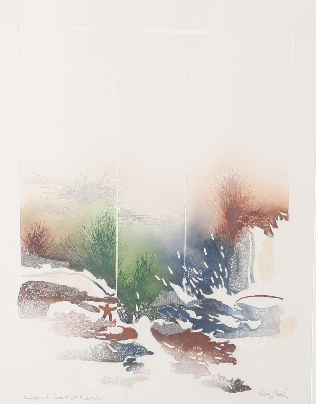 FRANCIS MEAN. Landscape composition, mixed media, signed, 43/100.