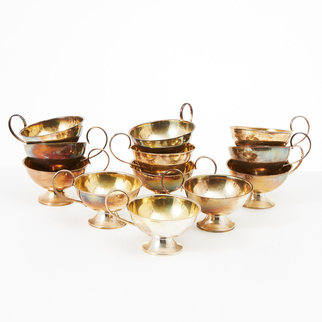 PUNSCHBECHER, 12 Stück, silber.