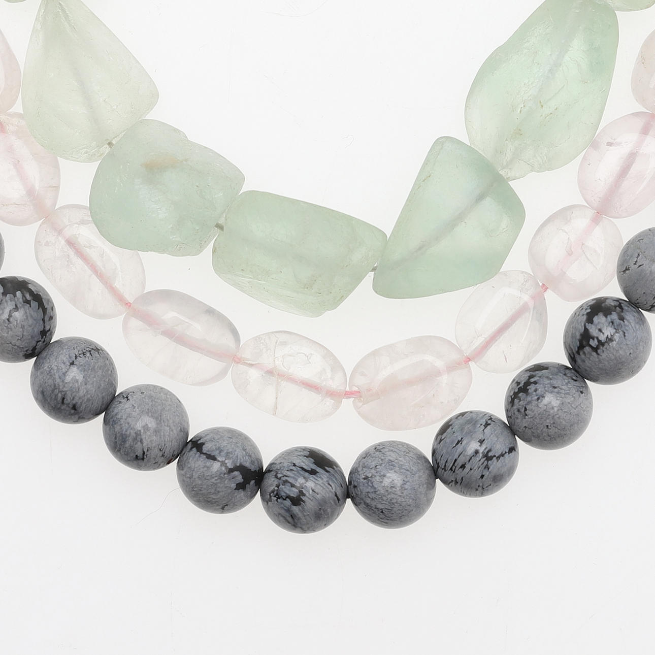 COLLAR, 3 piezas, piedras semipreciosas.