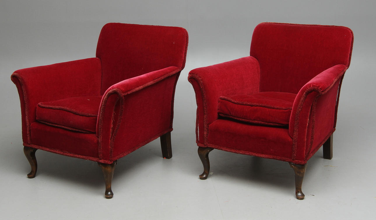 FÅTÖLJER, 1 par, rokokostil, 1900-tal.