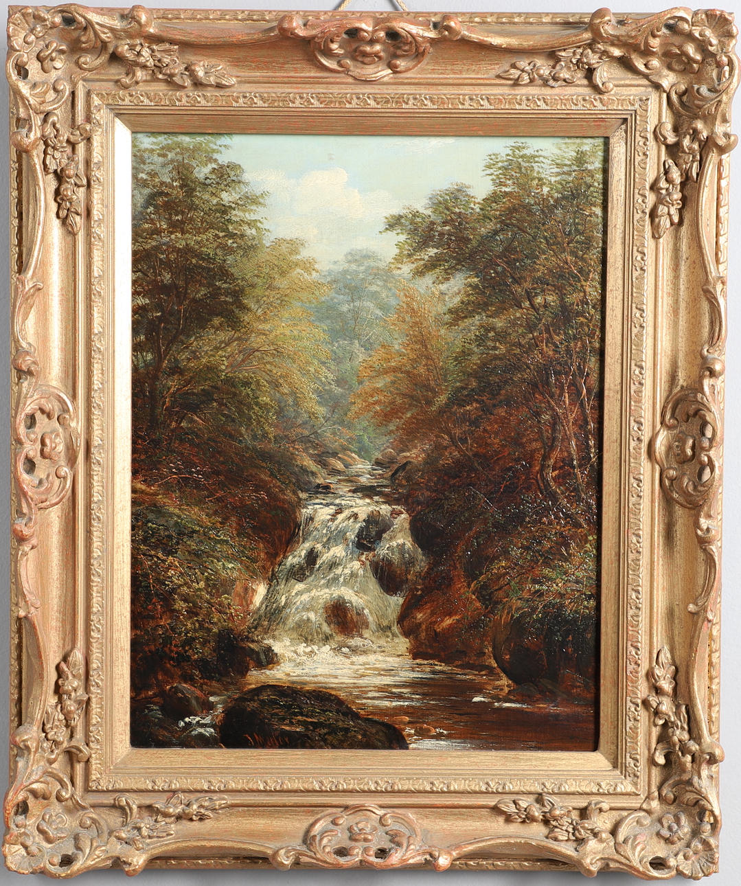 JOSEPH MELLOR (1827-1888). A WOODLAND WATERFALL.