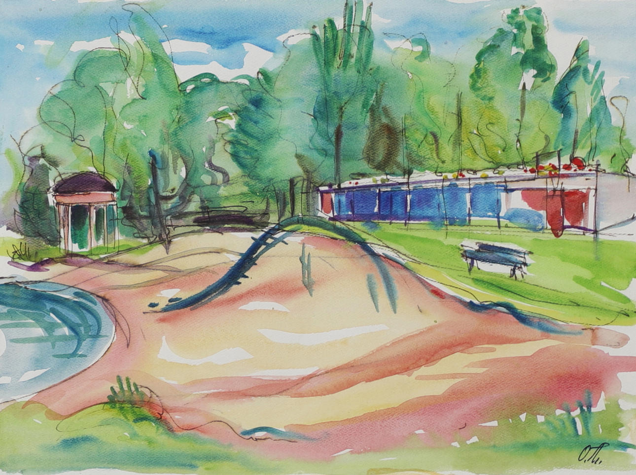 OLAV THULESIUS. Evedal, Växjö, watercolour, signed.