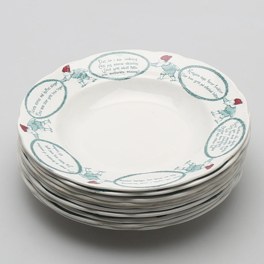 SERVISDELAR för julgröten, 10 st, flintgods, Gustafsberg.