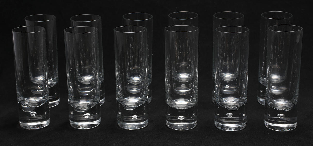 GROGGLAS, 12 st, "Pippi", Walther R Hickman för Kosta, 1900-tal.