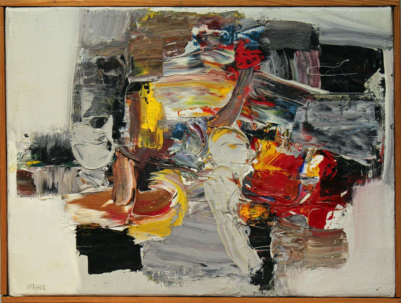 GÖSTA ARNOLD STÅHLE. "Rött, gult, svart". Olja på duk. Signerad Ståhle.