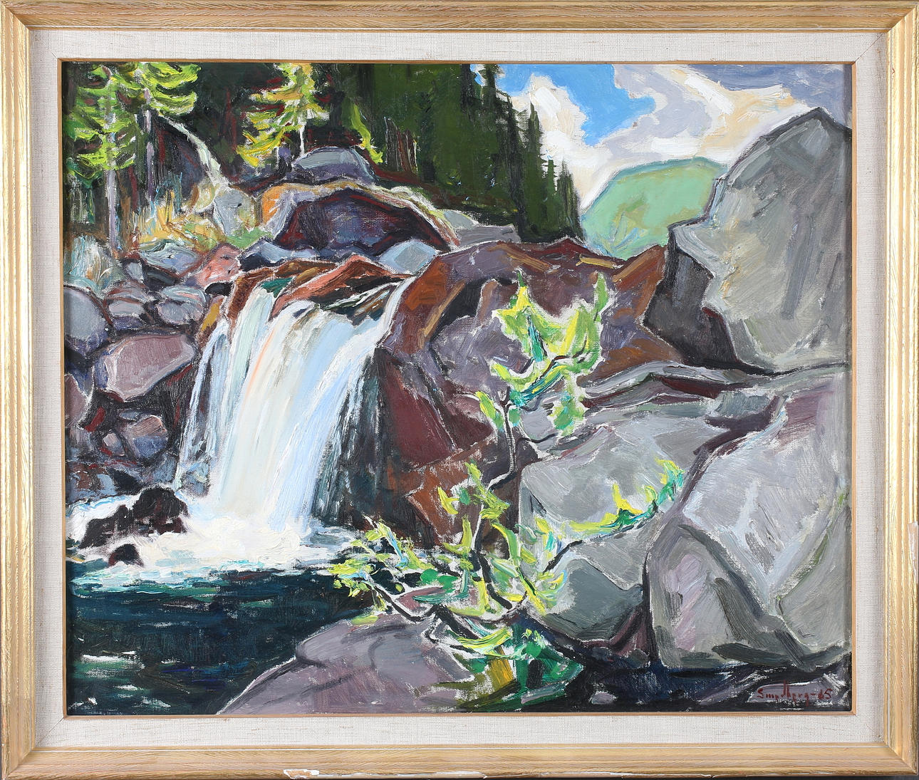 FRITZ SMEDBERG. "Vattenfallet, Telemark, Norge, signerad och daterad 1965.