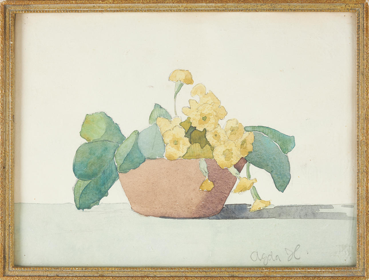 AGDA HOLST. Stillleben, Aquarell, mit Bleistift signiert.