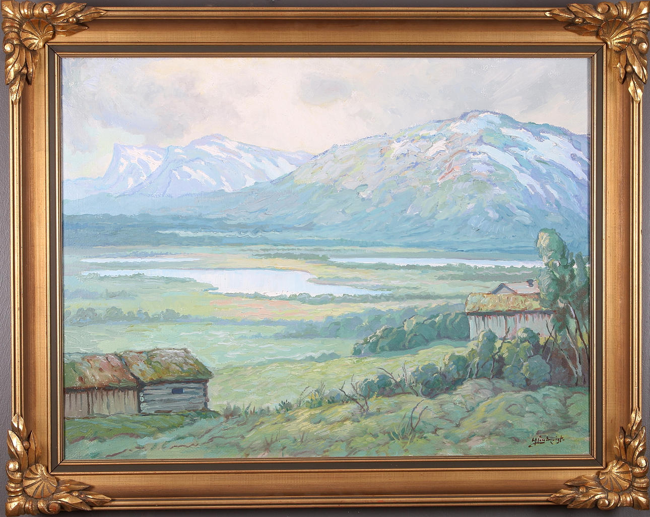 MAURITZ LINDQVIST. Fjällandskap, olja på duk, signerad.
