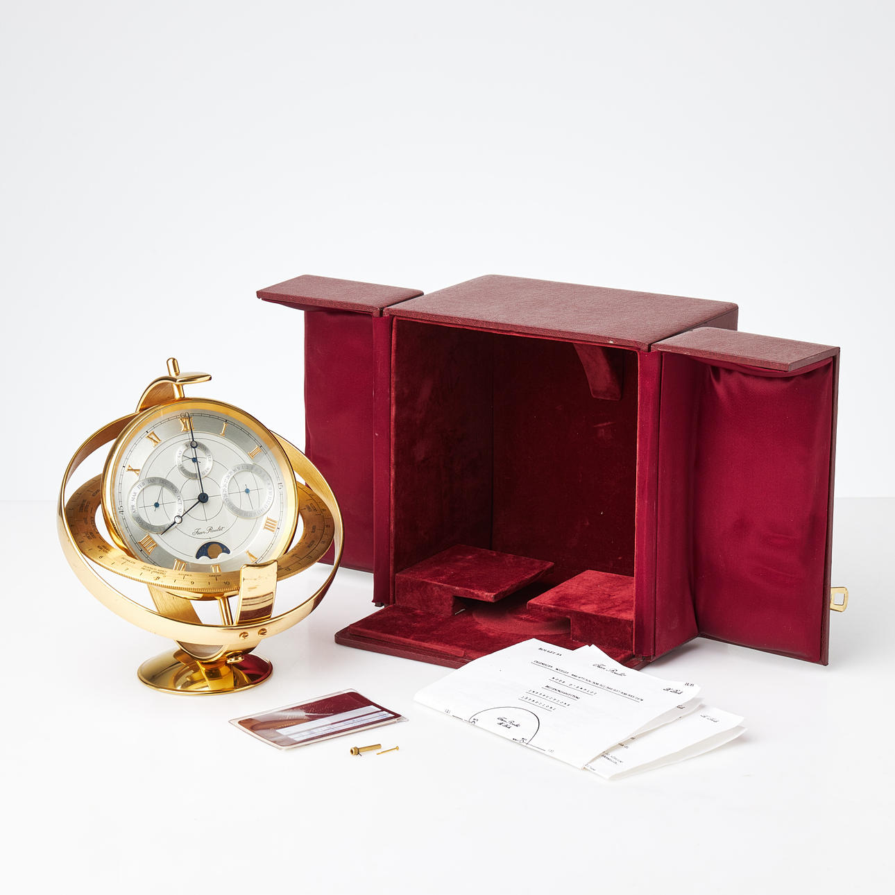 A table clock, Jean Roulet, Switzerland, year 1991, with