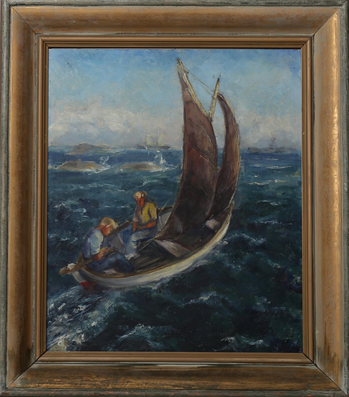 ÅSA WALLERT. Seglats. Olja på pannå, signerad Åsa W daterad 42.