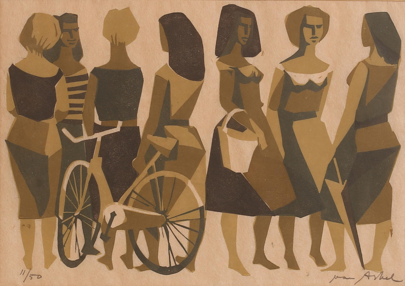 ADRIAN VAN ARKEL. Linoleum cut, signed and numbered 11/50.