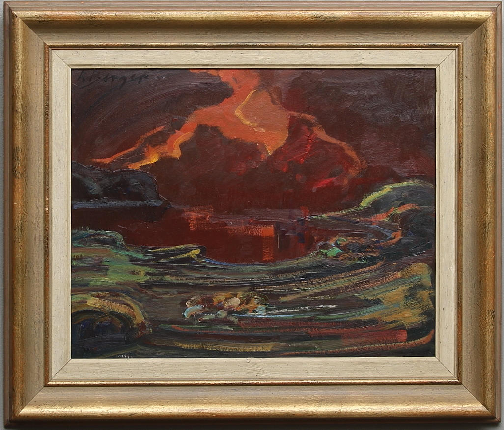 EINAR BERGER. Olja på pannå, signerad.