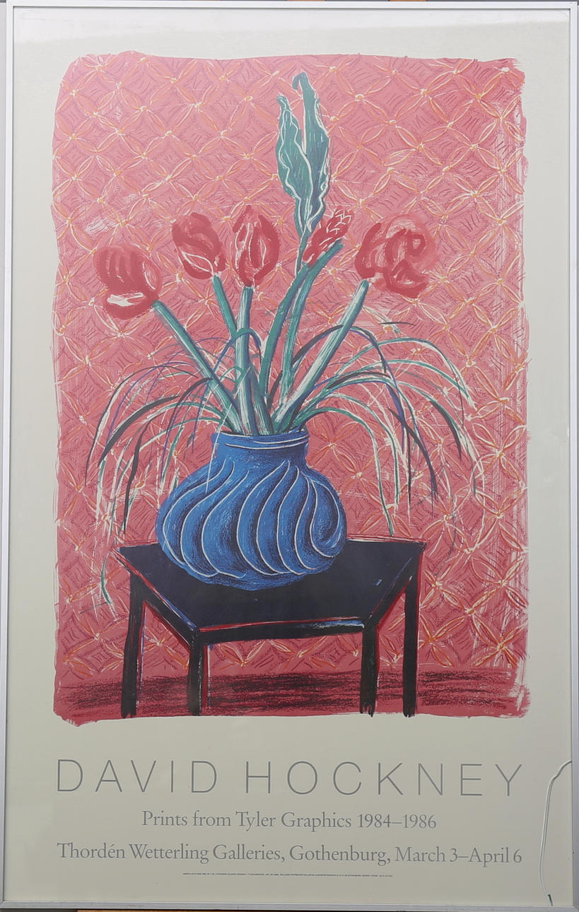DAVID HOCKNEY. Affisch från Thordén Wetterling Galleries Göteborg 3-6 april 1984-86.