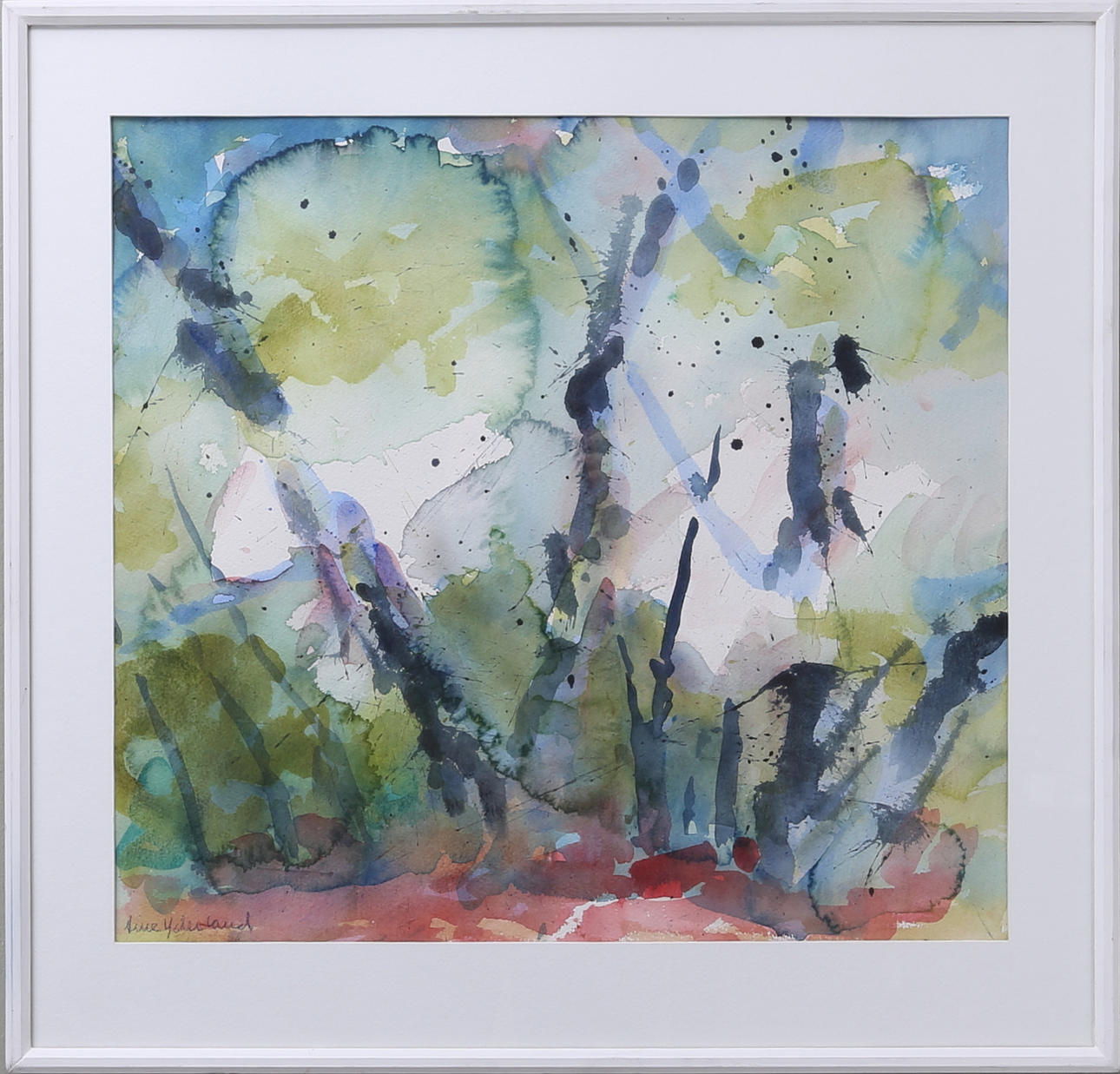 ARNE YDERLAND. Komposition, akvarell, signerad.