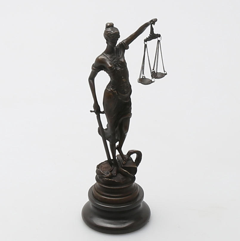 NICOLAS MAYER. EFTER. Skulptur, kvinna med våg och svärd, brons, 2000-tal, signerad Mayer nr A7214.