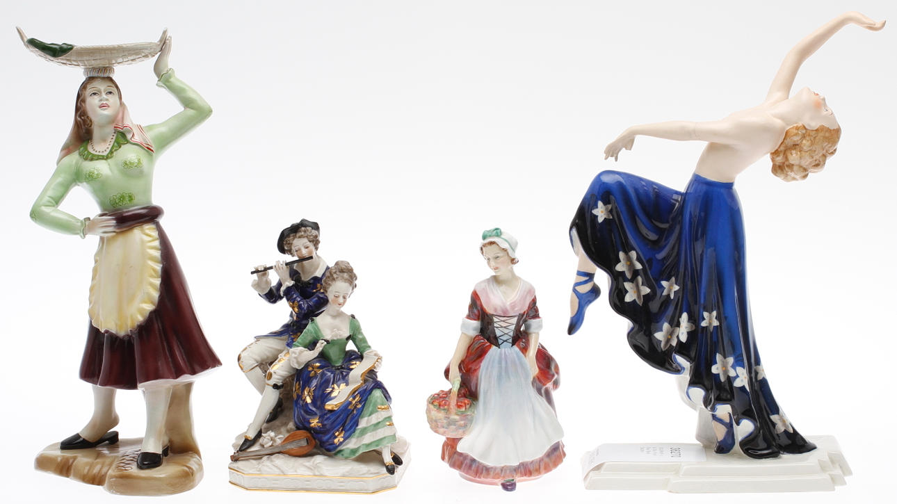 FIGURINER, 4 st, bl.a. Royal Dux, Royal Doulton.
