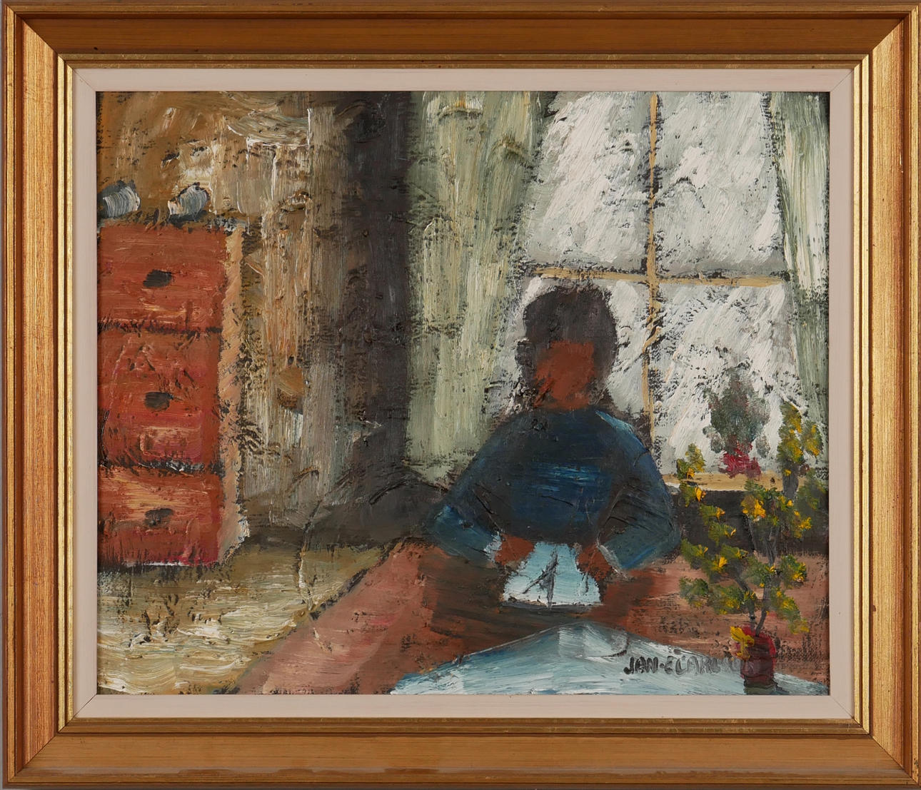 JAN-ERIK CARLSSON. Interior, oil on canvas, signed Jan E Carlsson.