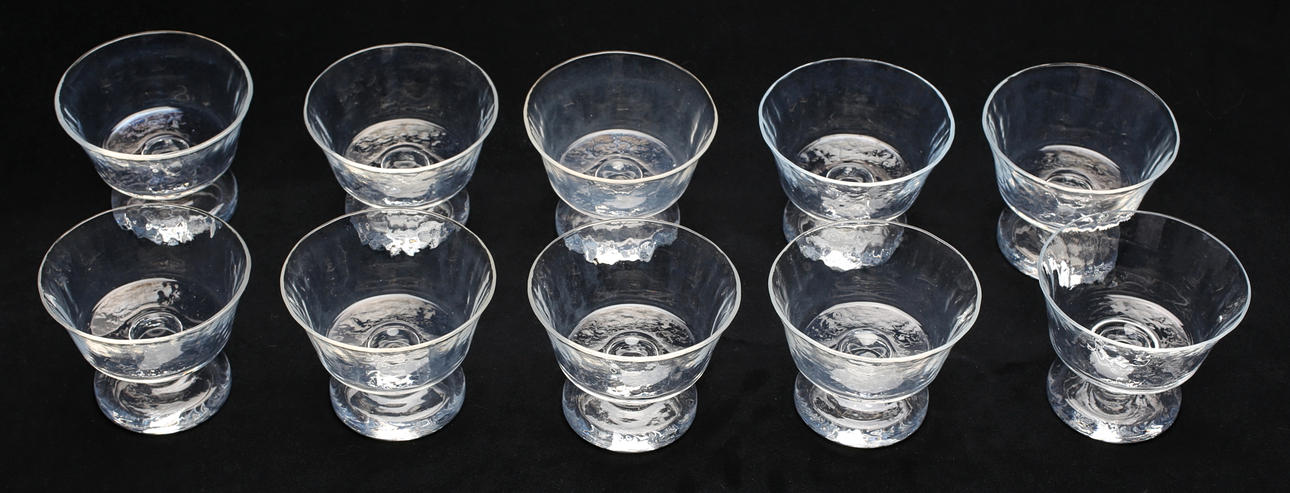 EFTERRÄTTSSKÅLAR, 10 st, glas, 1900-talets andra hälft.
