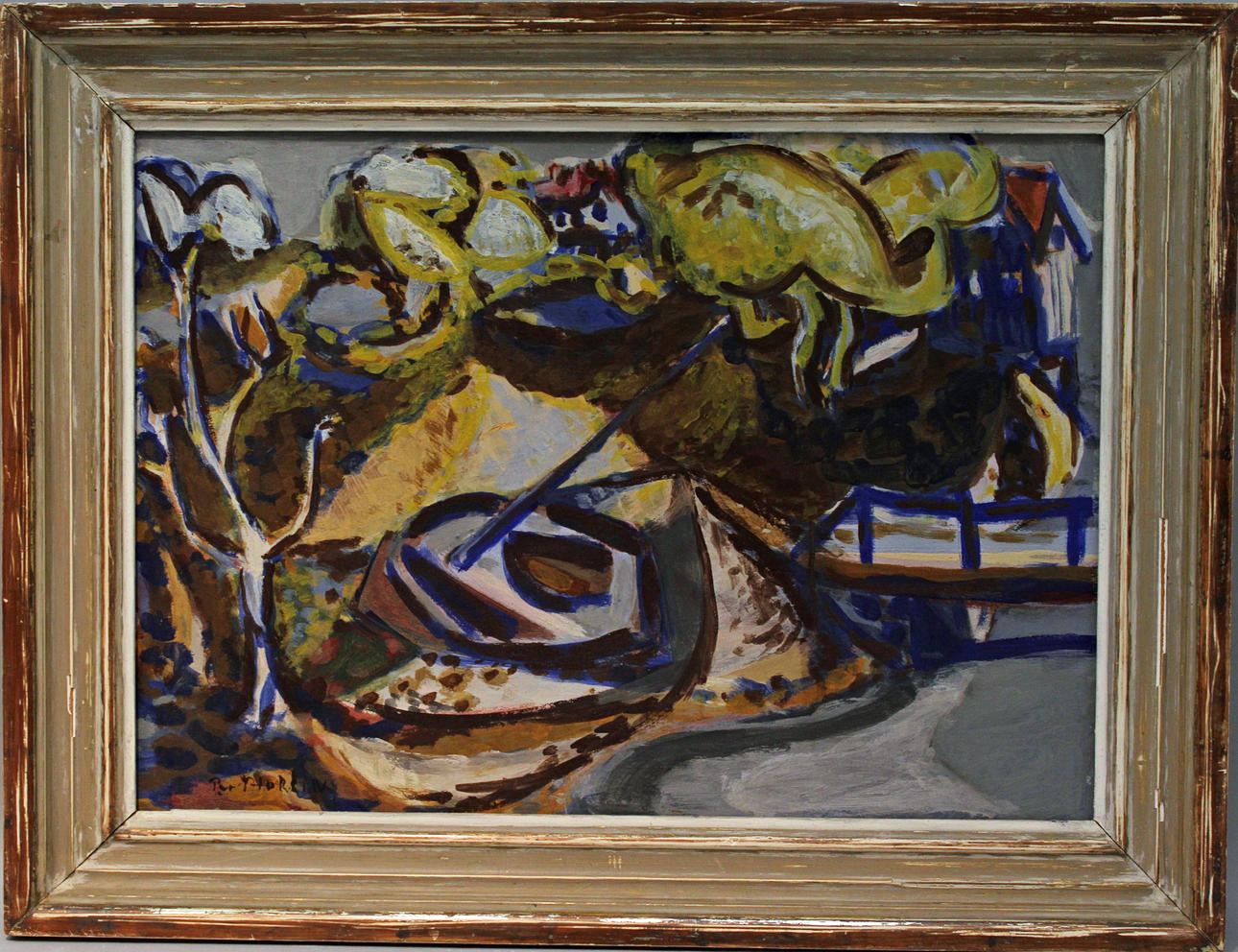 PER THORLIN. Båten på skärgårdsön. Olja på duk. Signerad.