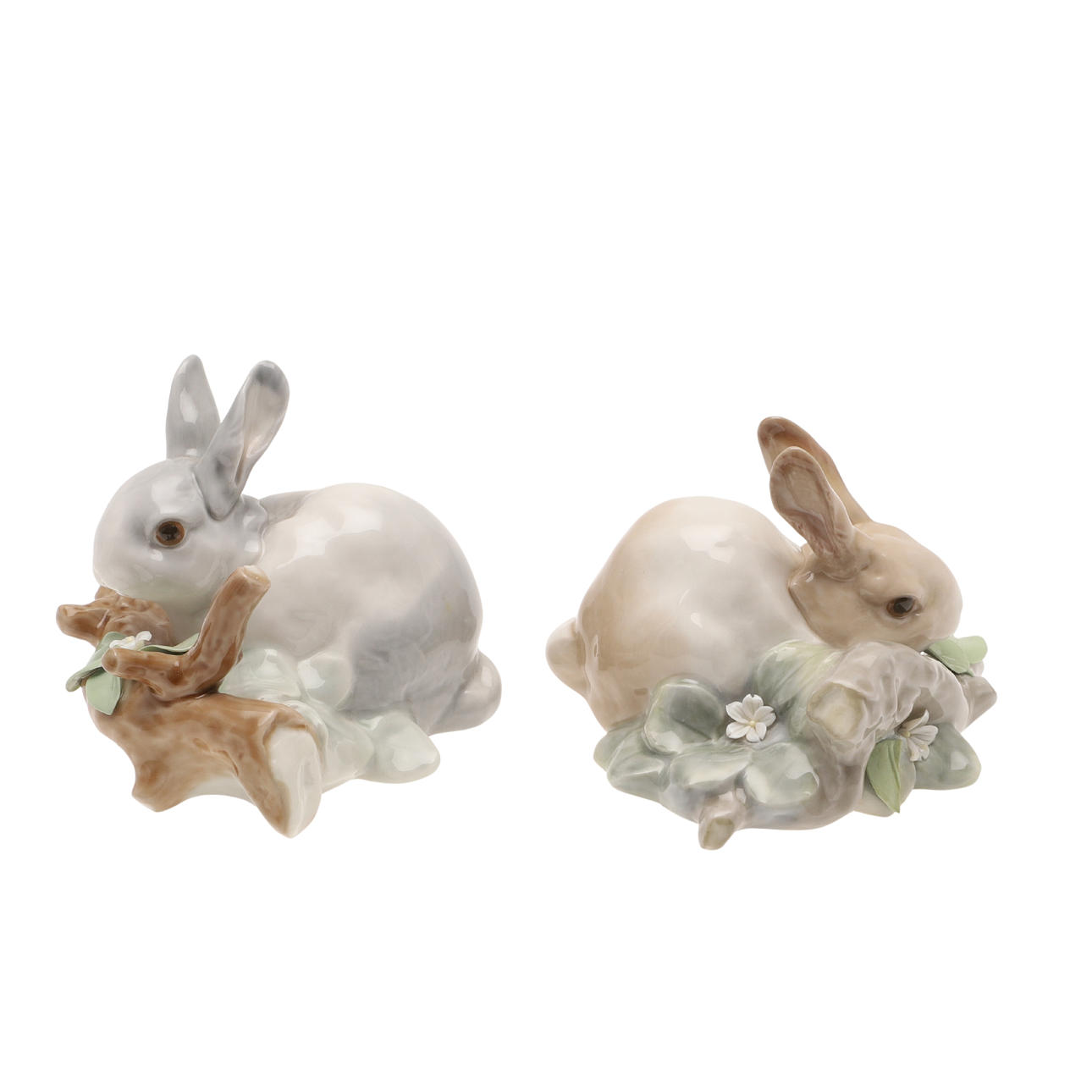 TWO 1970'S LLADRO RABBIT FIGURINES.