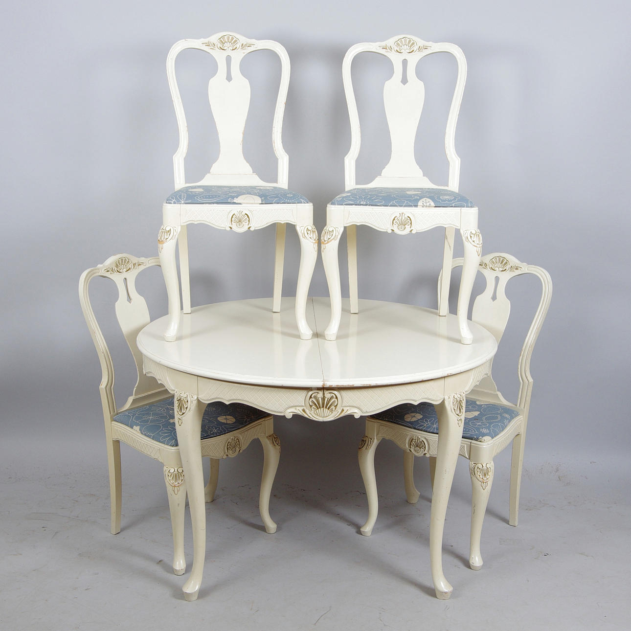 MATSALSGRUPP, vitmålad, rokokostil.