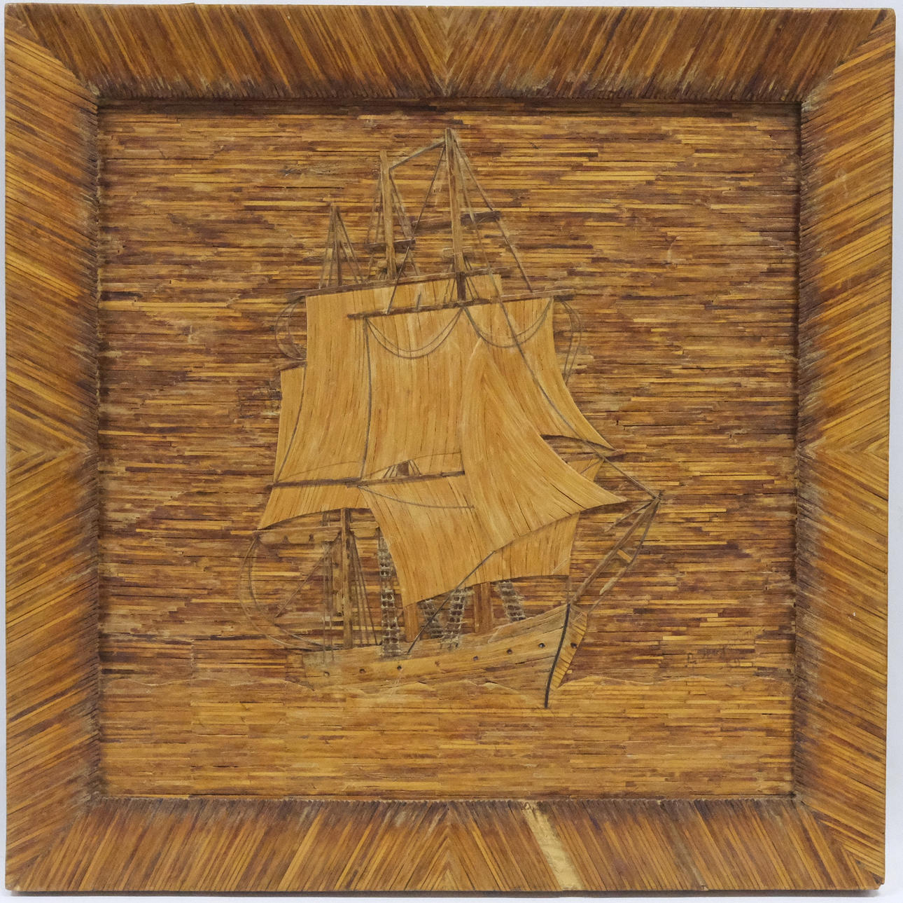 OIDENTIFIERAD KONSTNÄR. TÄNDSTICKSTAVLA. SKEPPSMOTIV.