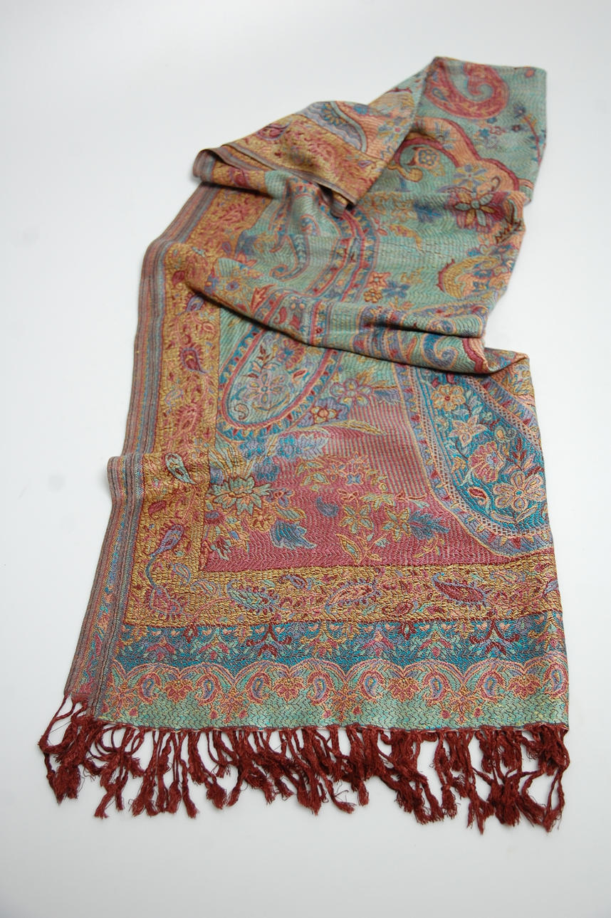 PASHMINASJAL, paisleymönstrad, Cashmere, silke, nyskick.