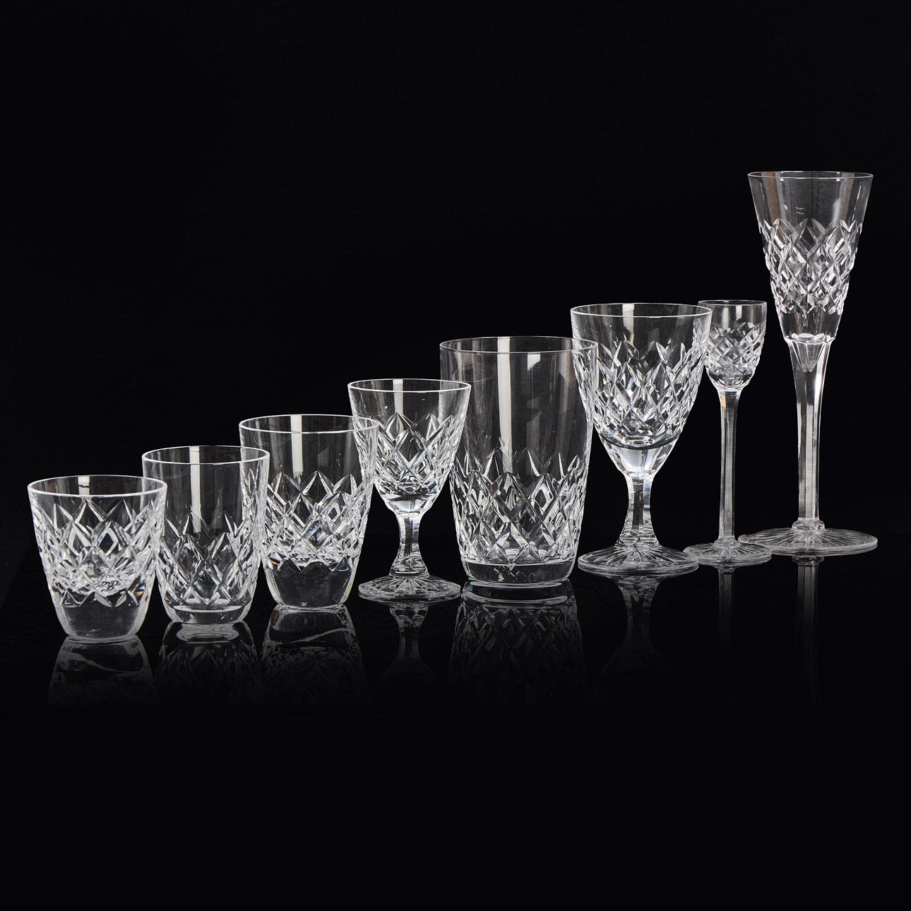 GLASSERVIS, 51 dlr, polished decor, Boda.