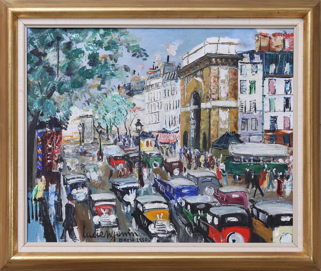 LUCIEN GENIN. Motiv från Porte S:t Martin, Paris, olja på duk, signerad och daterad 1930.