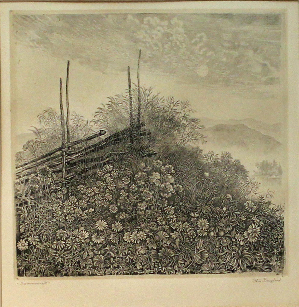 STIG BORGLIND. "Sommarnatt". Etsning. Signerad.