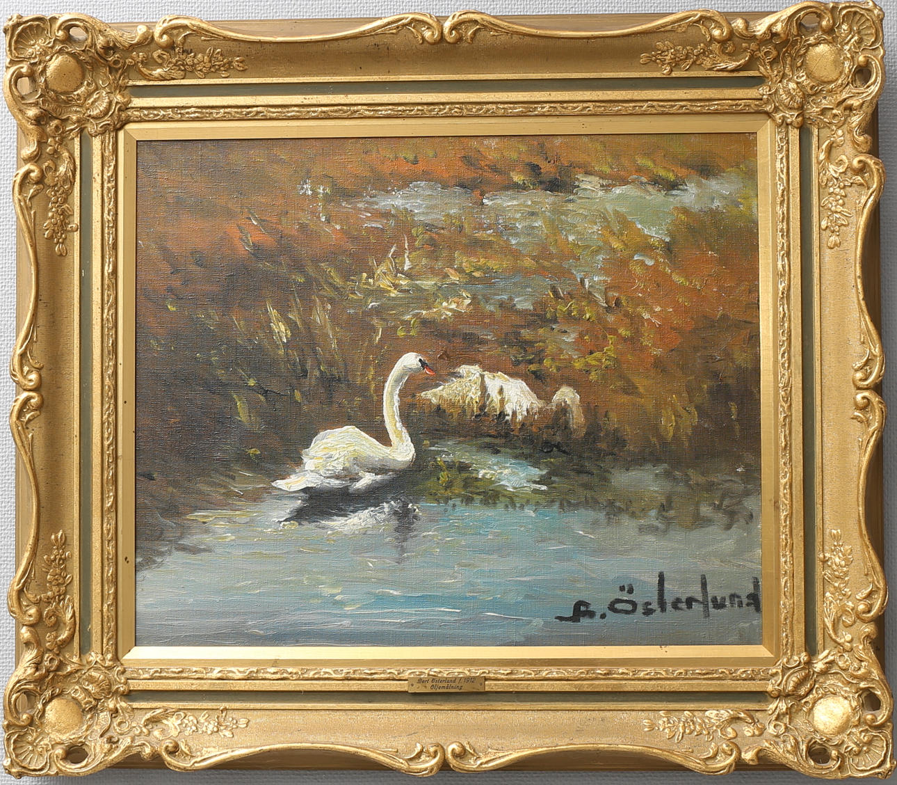 BERT ÖSTERLUND. Svanar. Olja på duk, signerad.