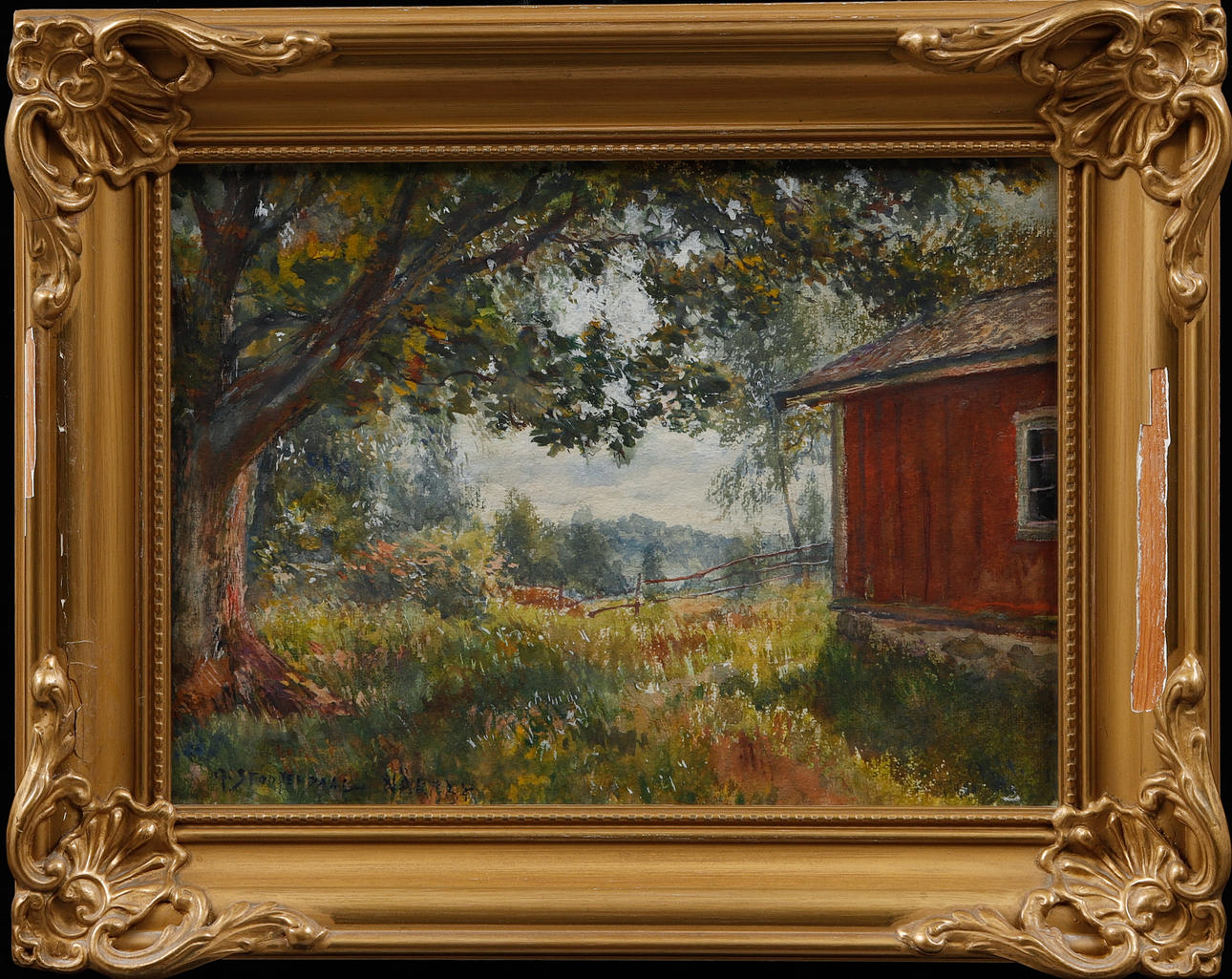 GEORG STOOPENDAAL. “Näsaby”, watercolour, signed.