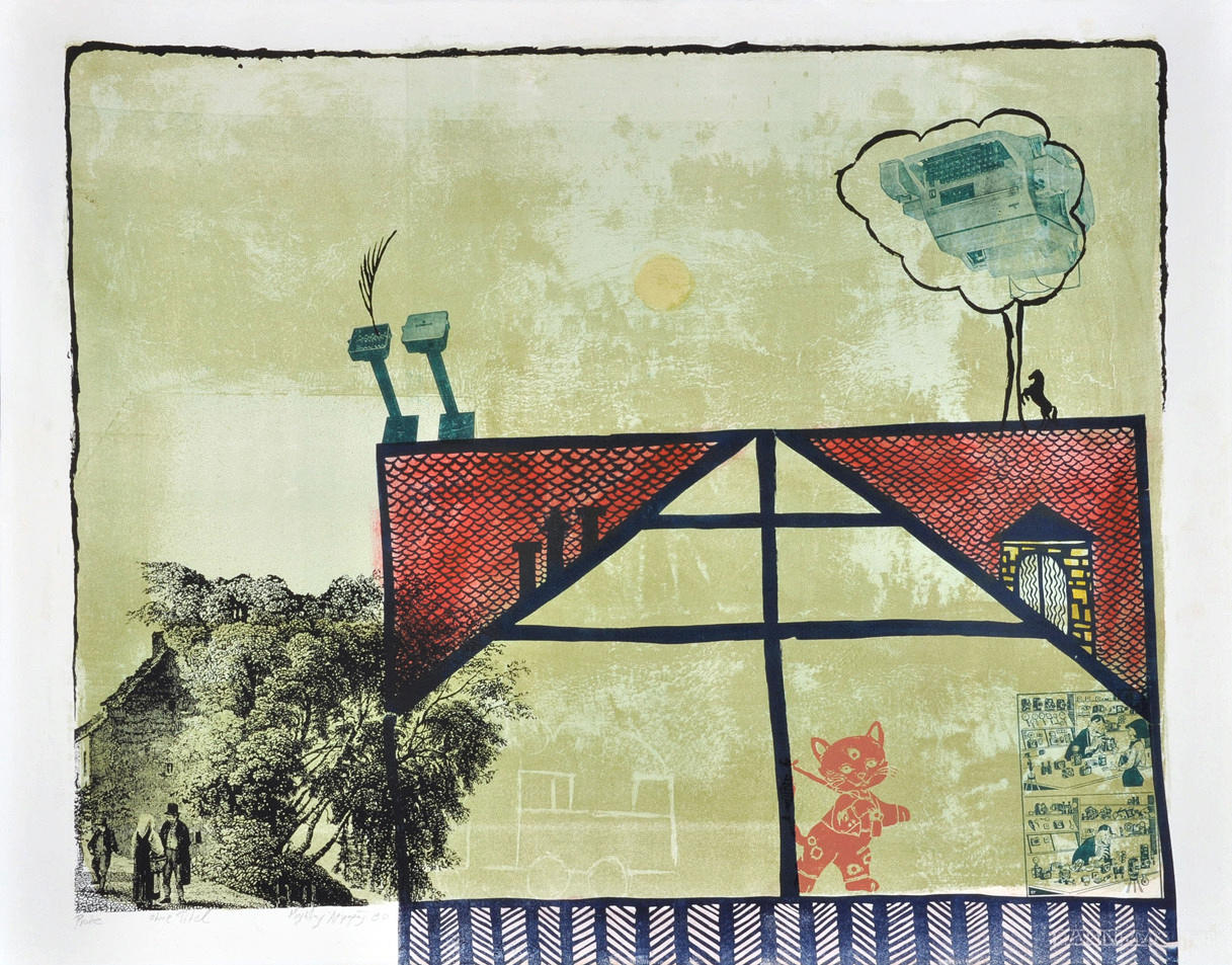 SURREALISTISCHE GRAFIK. litografi. Bevis signerad i grafit från 1980.