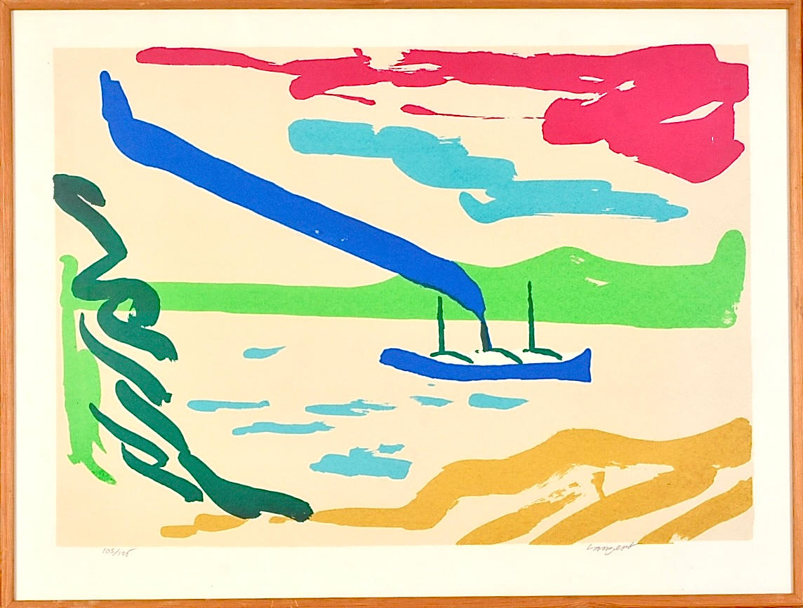 OLLE LANGERT. Färglitografi.