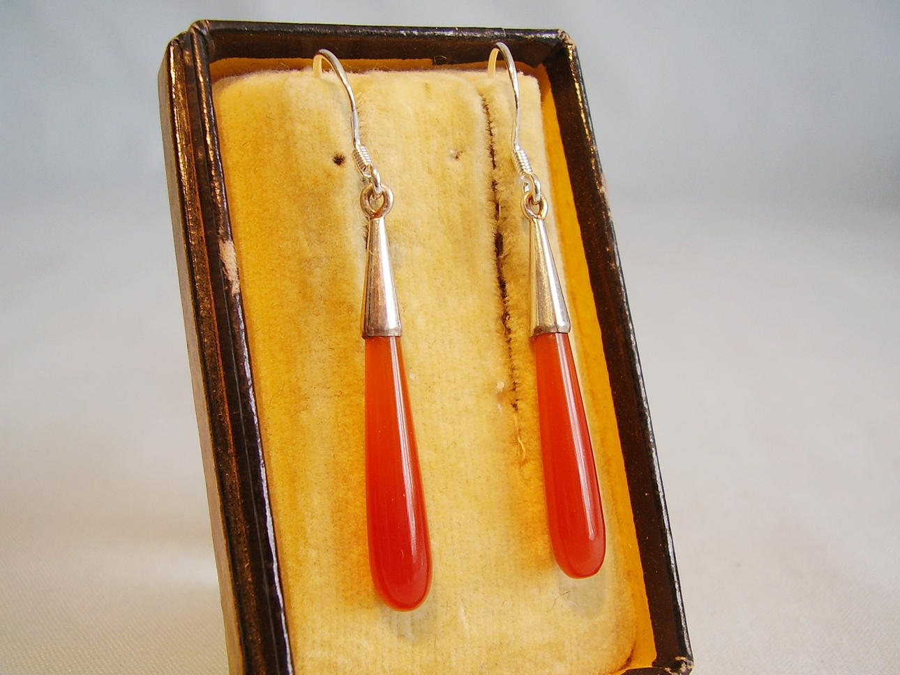 CARNELIAN PENDELOQUES ÖRHÄNGEN SILVER 925.