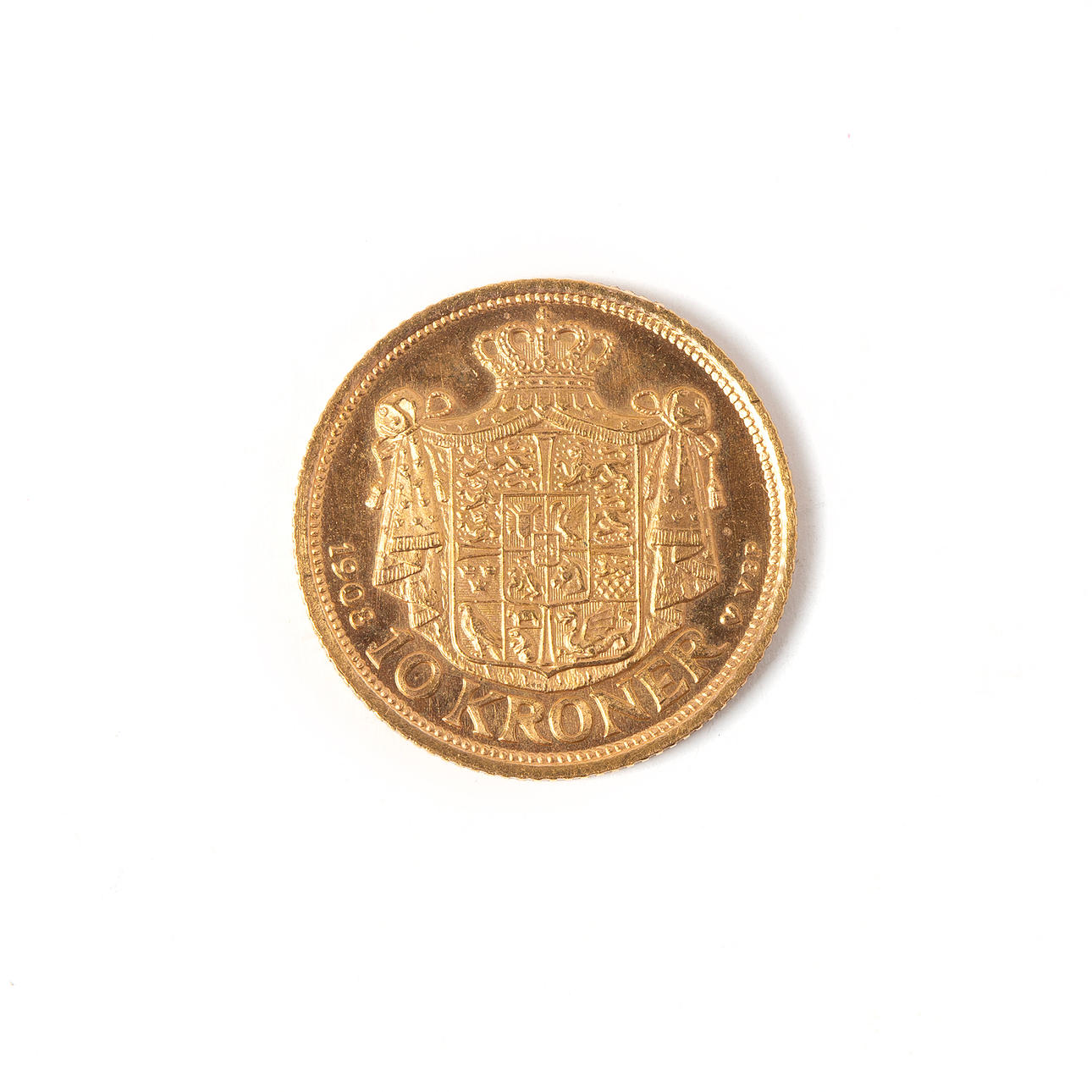 MØNT, 14K guld, 10 kroner, Frederik VIII, konge af Danmark, 1903 ...