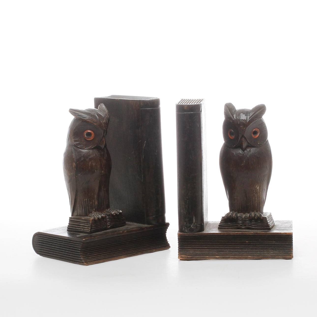 BOKSTÖD, 1 par, trä, 1900-tal.