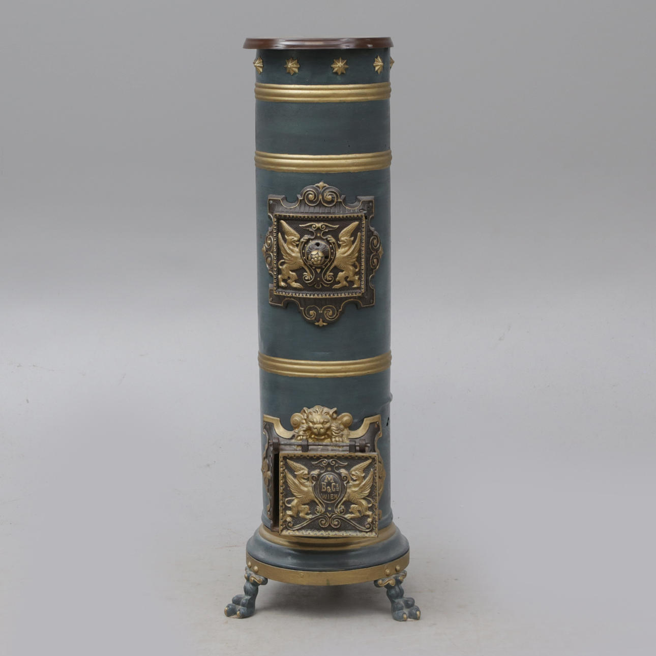 KAMIN, painted sheet metal, probably Hungary.