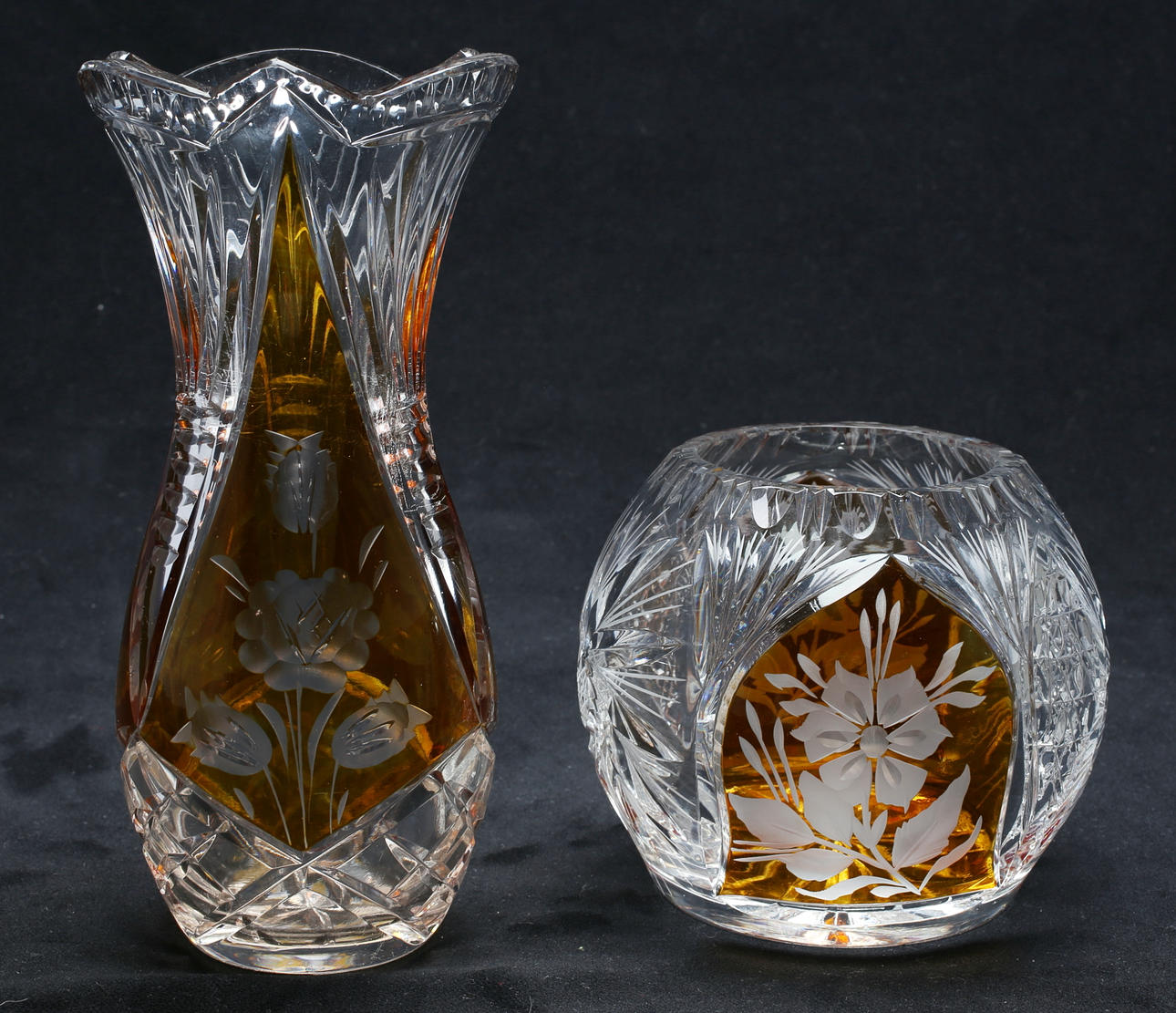 VASER, 2 st, glas, böhmisk kristall, 1900-tal.
