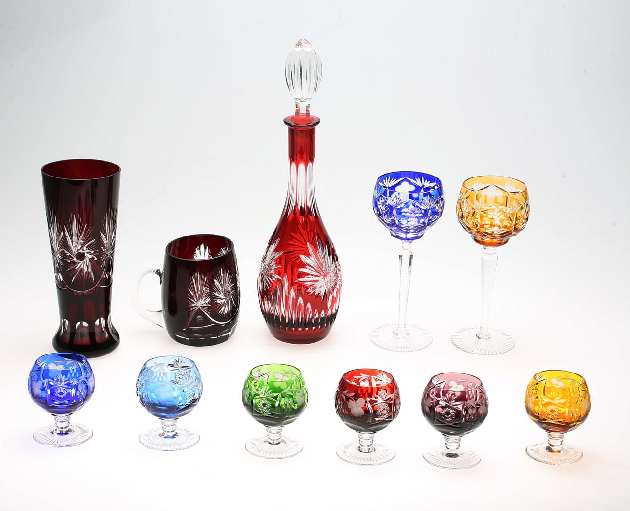 GLASSERVIS, 11 delar, böhmisk kristall, 1900-tal.