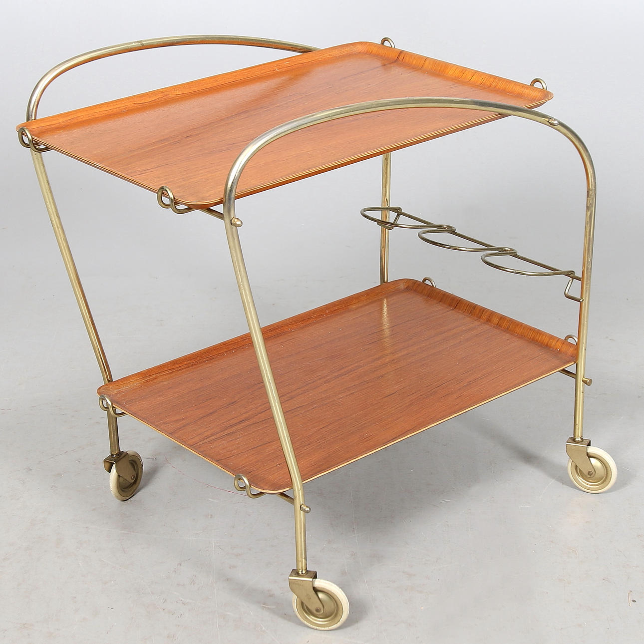 SERVERINGSVAGN, teak och mässning, "Exklusiv", JH Fabrikerna, Sävsjö. 1960-tal.