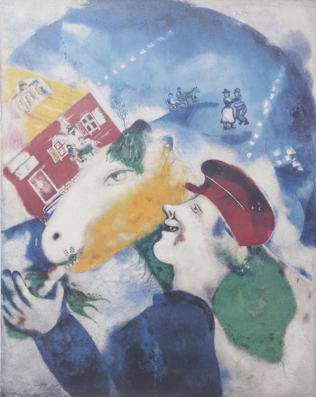 MARC CHAGALL. EFTER. "Lantliv". Utställningsaffisch. Tryck.