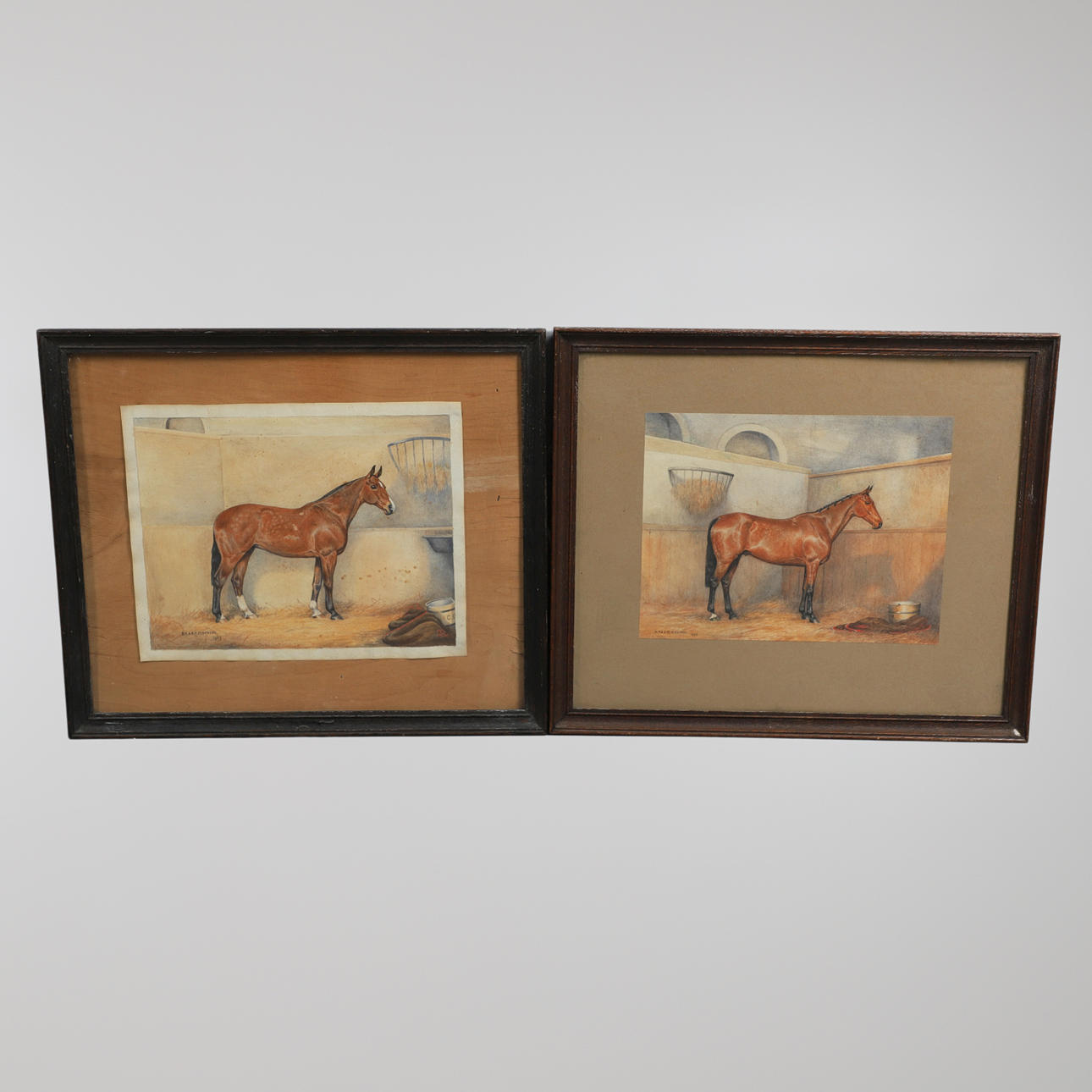 DOROTHY MARGARET & ELIZABETH MARY ALDERSON ((1900-1992 AND 1900-1988). BAY HORSE IN A STABLE.