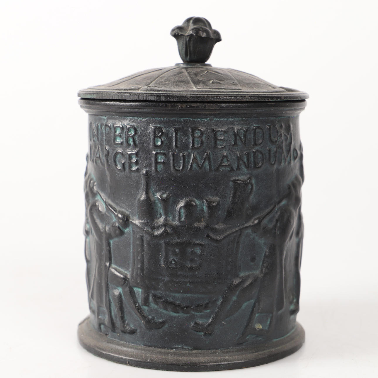 TOBACCO JAR, cast iron, dated 1800.