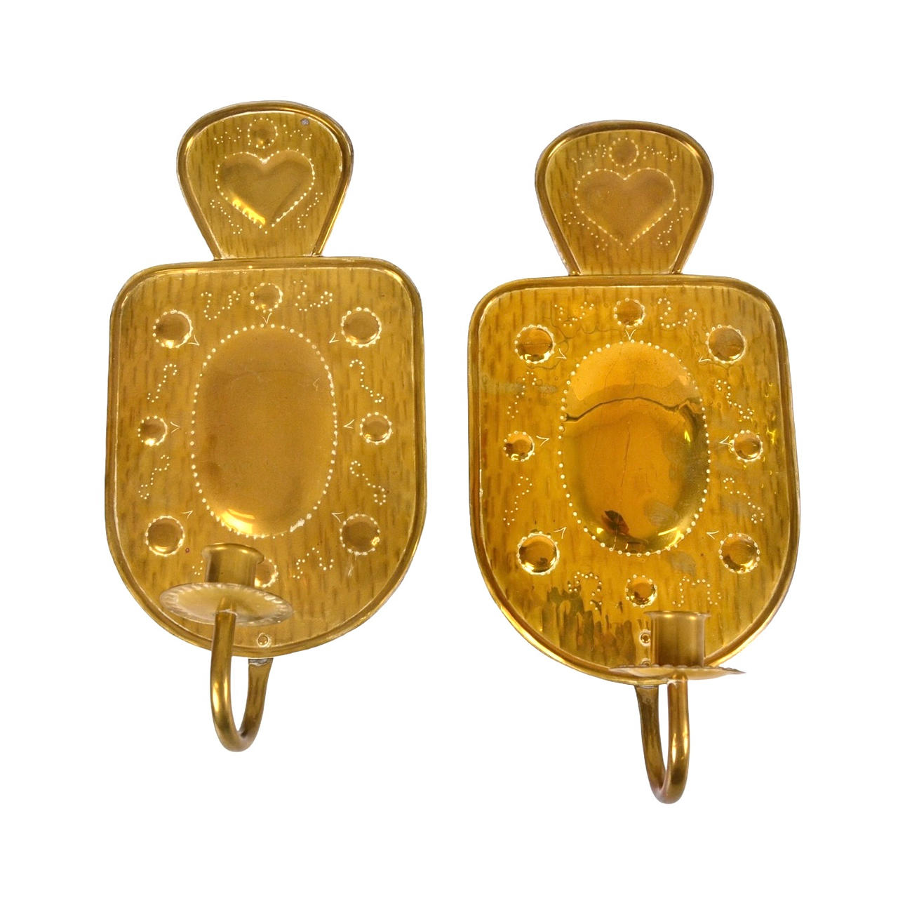 LJUSLAMPETTER, 1-par, mässing, 1900-tal.