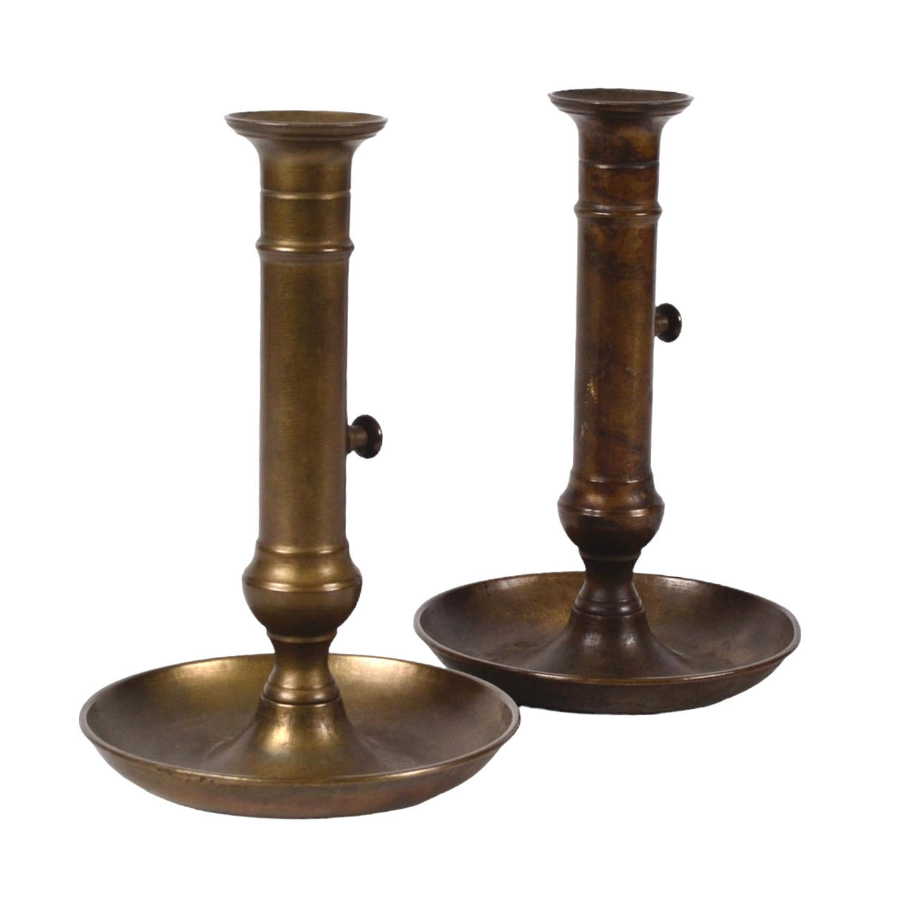 CANDLESTICKS, 1 pair, bronze, Adjustable, 18th century.