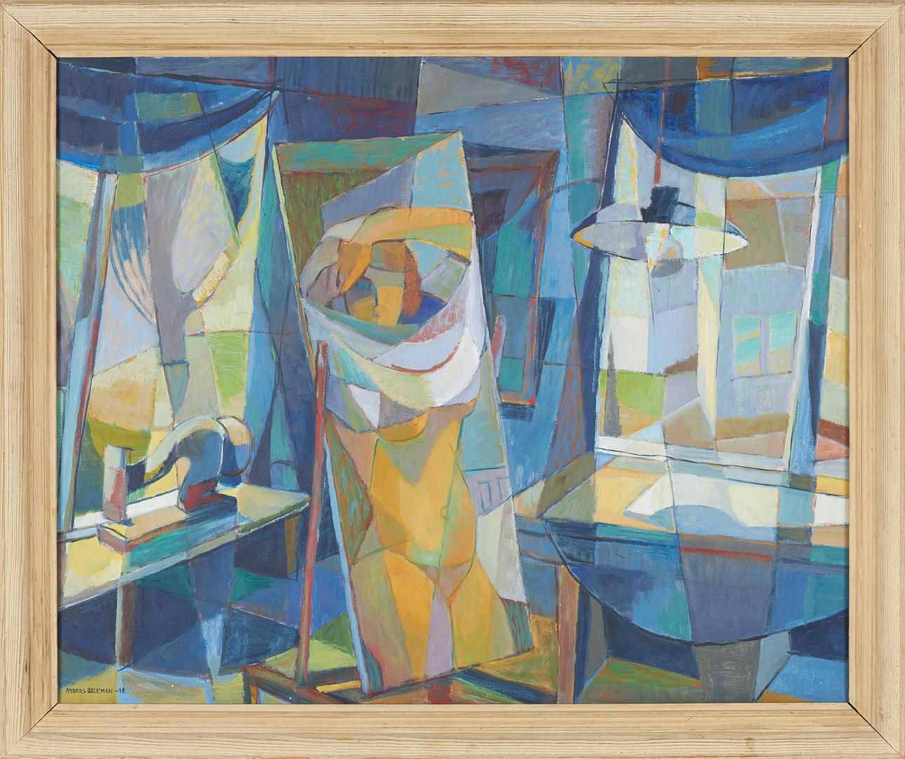ANDERS BECKMAN. “Blue Interior II”, oil on canvas, signed and dated -48.