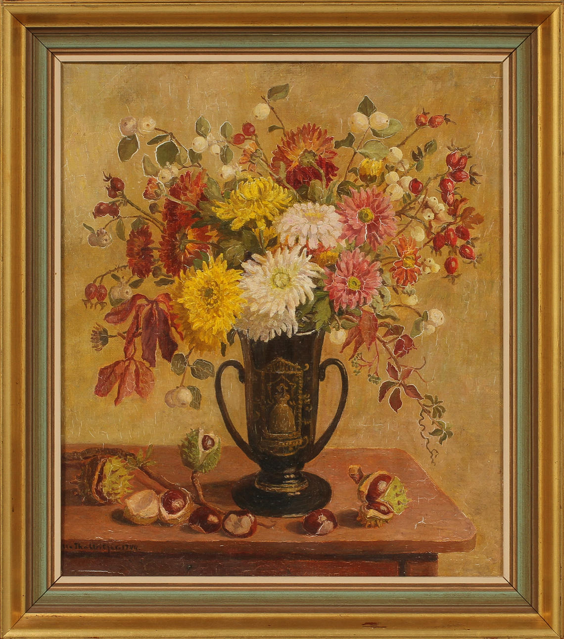 ELLA THALBITZER. Stilleben, olja på duk, signerad och daterad 1944.