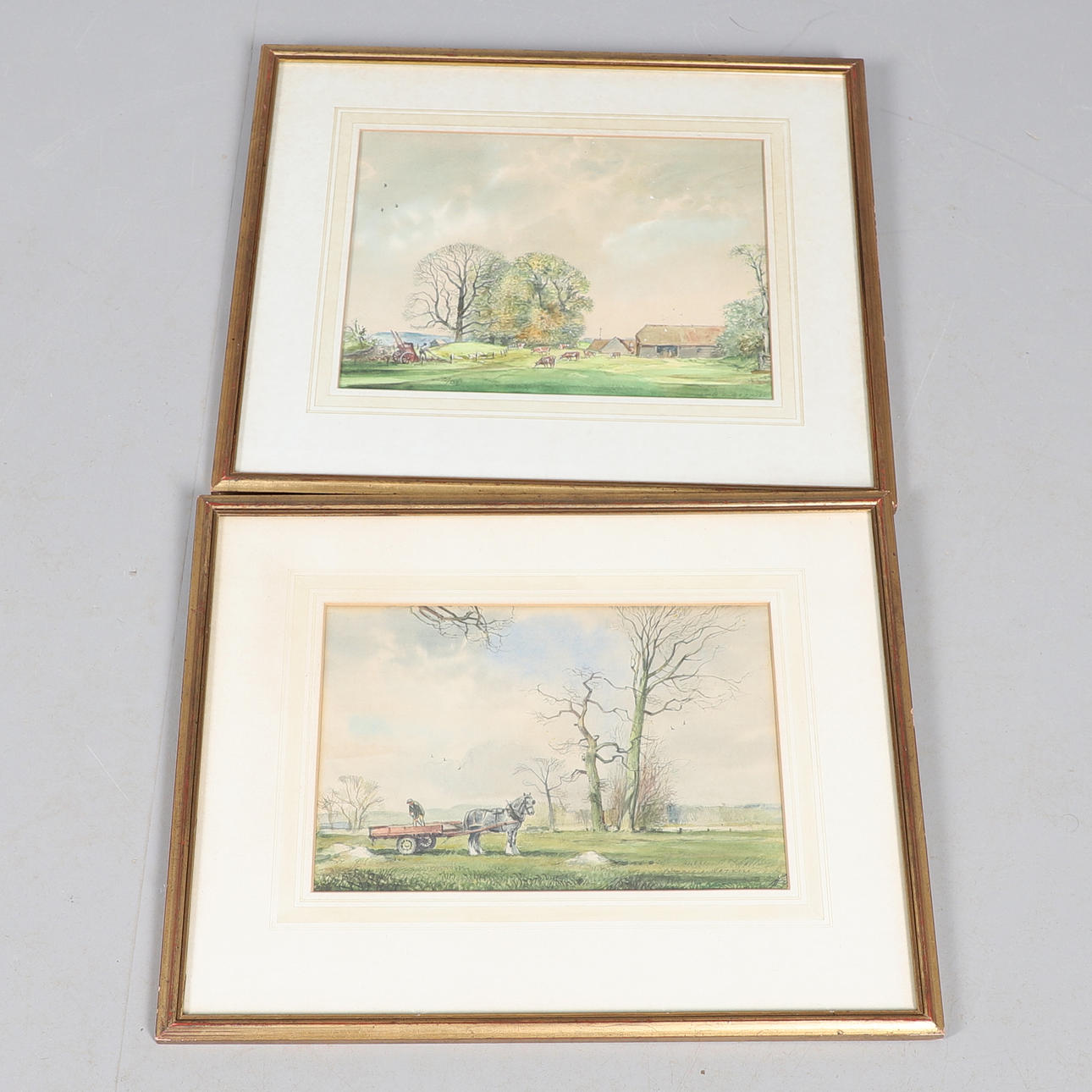 KIM WATKISS. TWO FRAMED WATERCOLOURS.