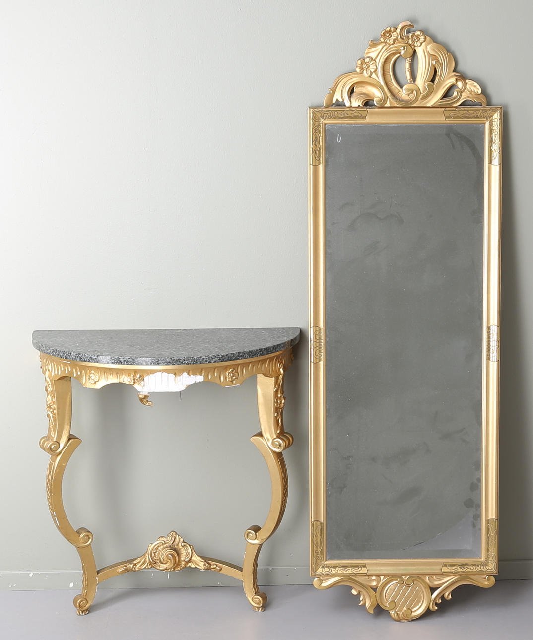 SPEGEL och KONSOLBORD, rokokostil, 1900-tal.